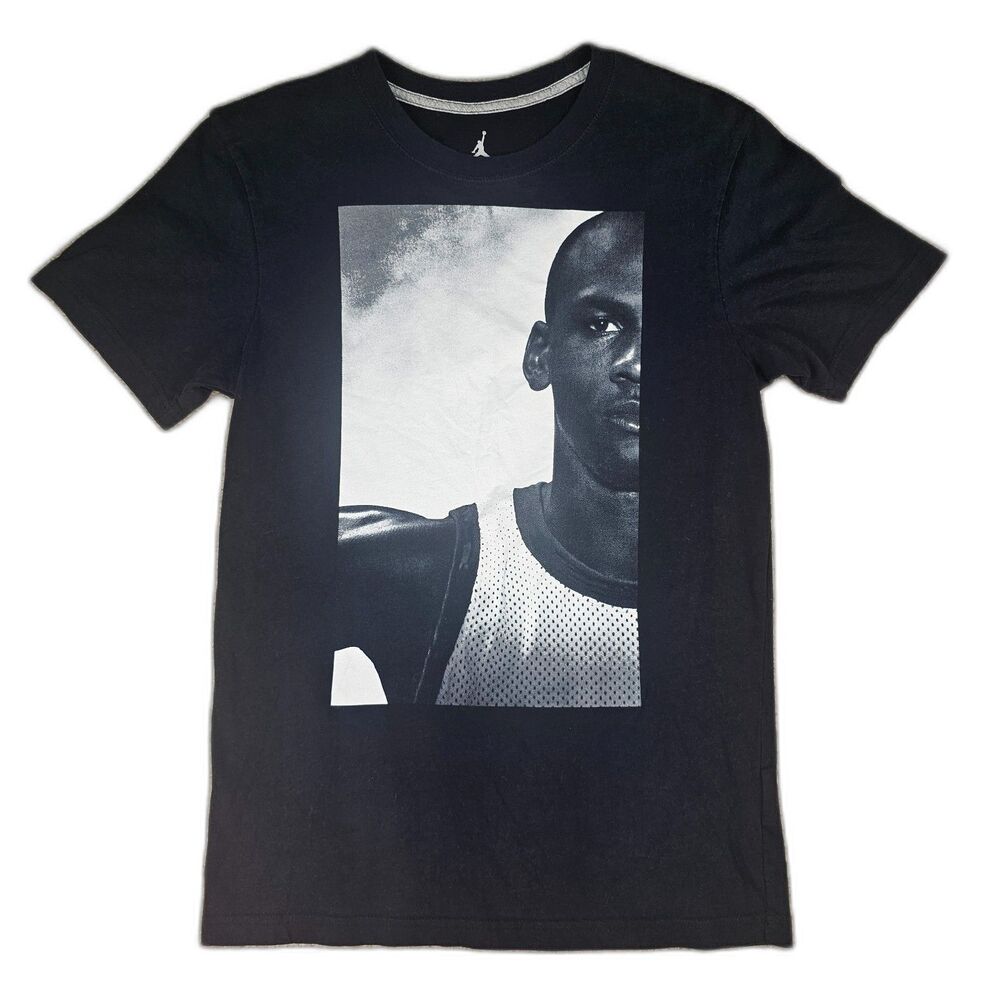 Jordan Graphic Tee Mens Medium Black Michael Jordan Photo Shirt